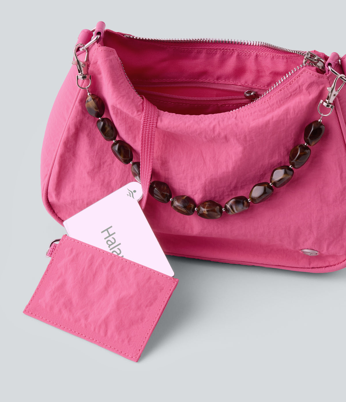 Nylon Shoulder Bag — Hot Pink — view 2