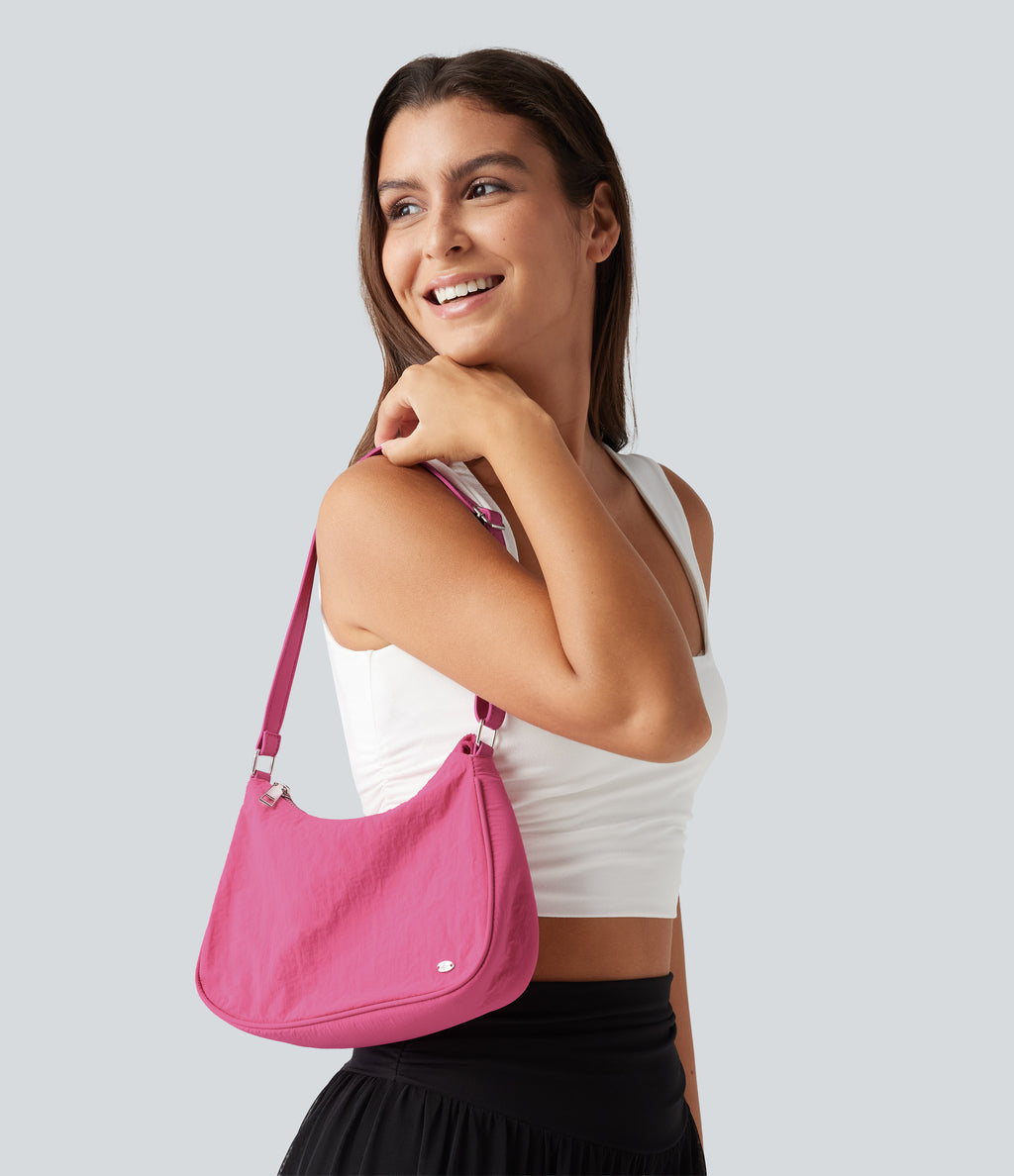 Nylon Shoulder Bag — Hot Pink — view 3