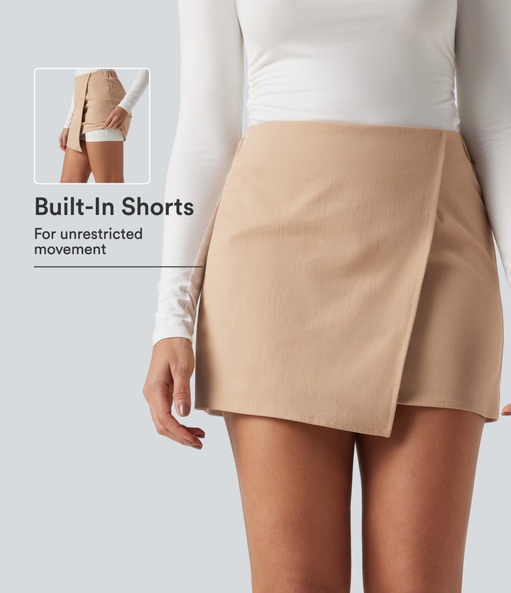 High Waisted A-line 2-in-1 Mini Work Skirt — Candied Ginger — view 1