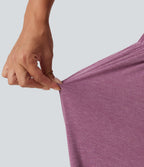 Mid Rise Flat Waist Baggy Oversized Yoga Trousers with Pockets — Red Violet Floral Yarn — view 5