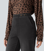 High Waisted Wide Leg Jeans with Pockets — Poppy Seed Denim — view 6