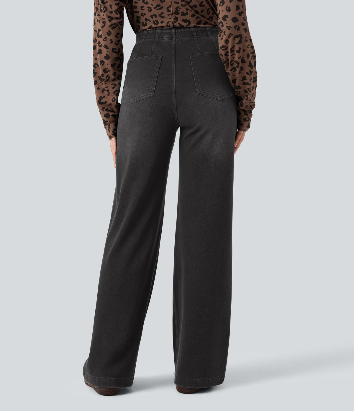 High Waisted Wide Leg Jeans with Pockets — Poppy Seed Denim — view 2