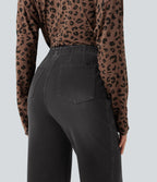 High Waisted Wide Leg Jeans with Pockets — Poppy Seed Denim — view 5