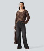 High Waisted Wide Leg Jeans with Pockets — Poppy Seed Denim — view 8