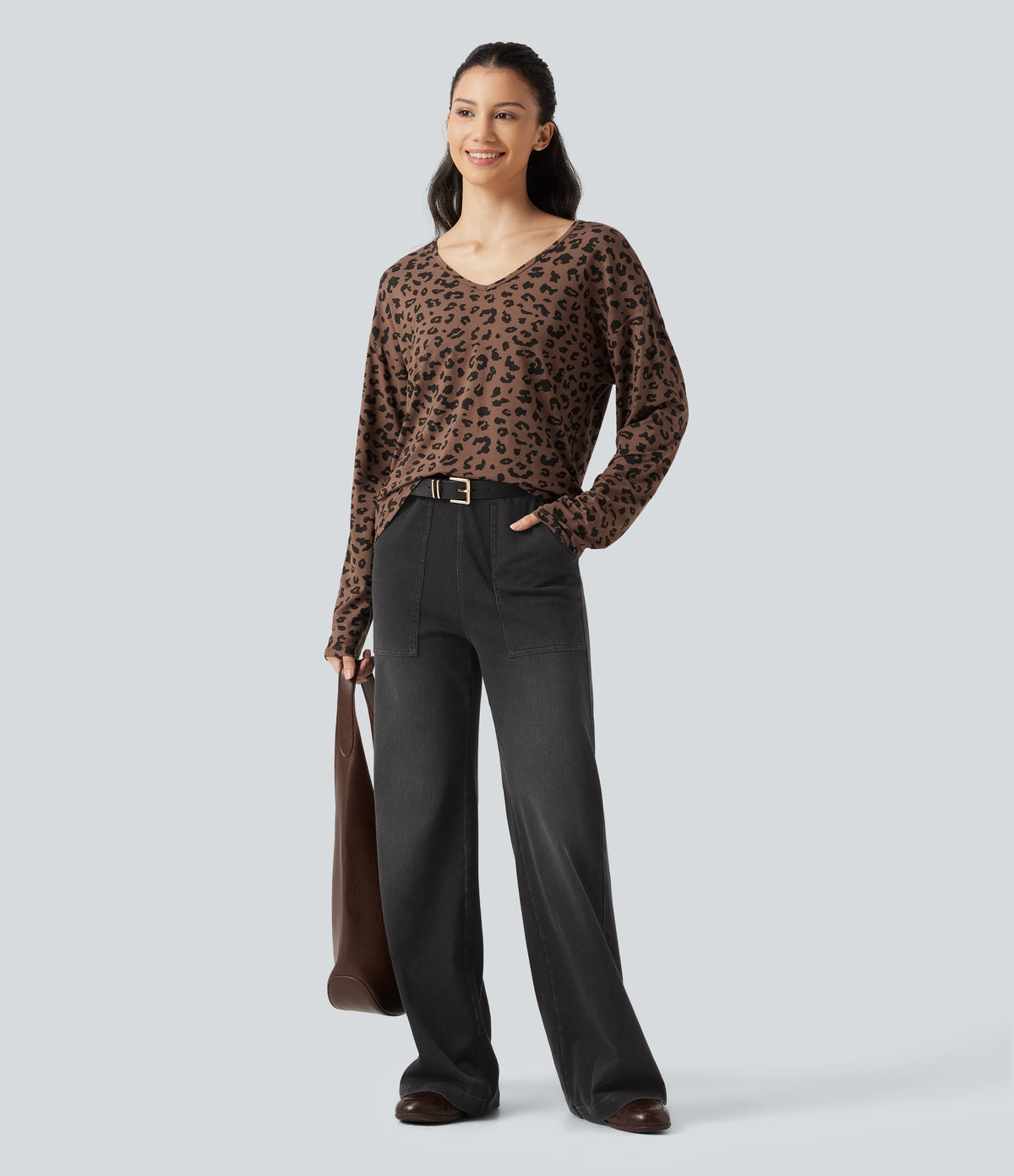 High Waisted Wide Leg Jeans with Pockets — Poppy Seed Denim — view 8
