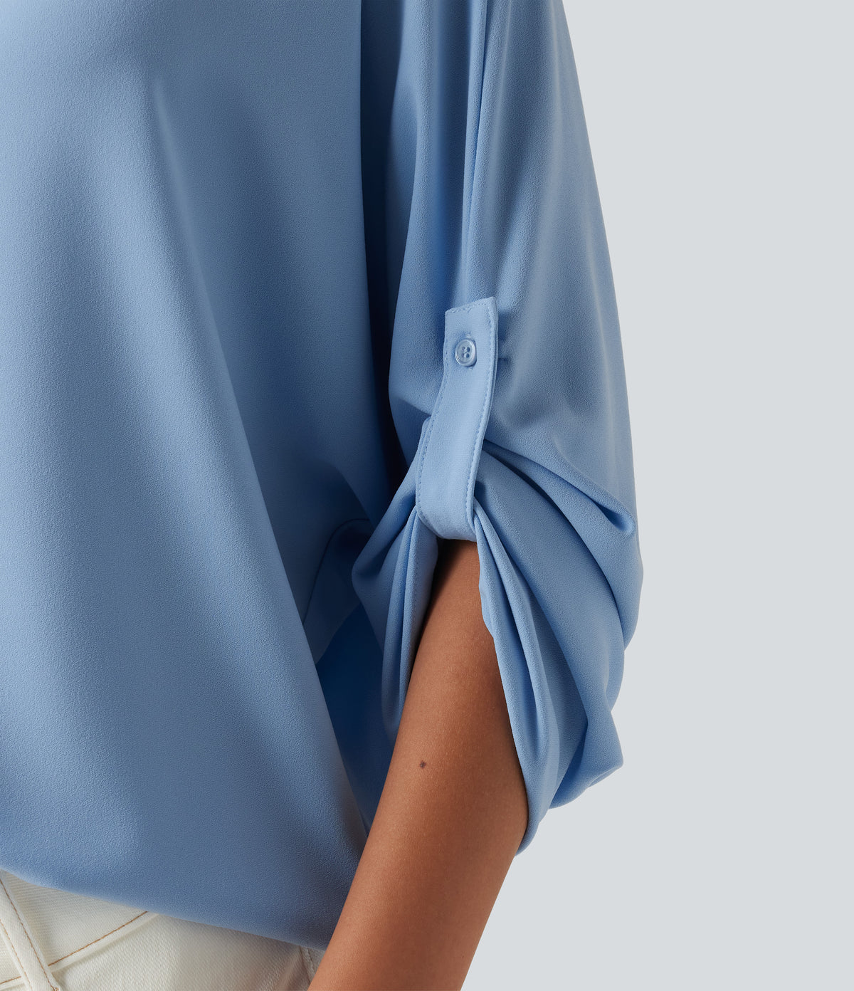 V Neck Batwing Long Sleeve Work Blouse — Dutch Canal — view 6
