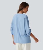 V Neck Batwing Long Sleeve Work Blouse — Dutch Canal — view 2