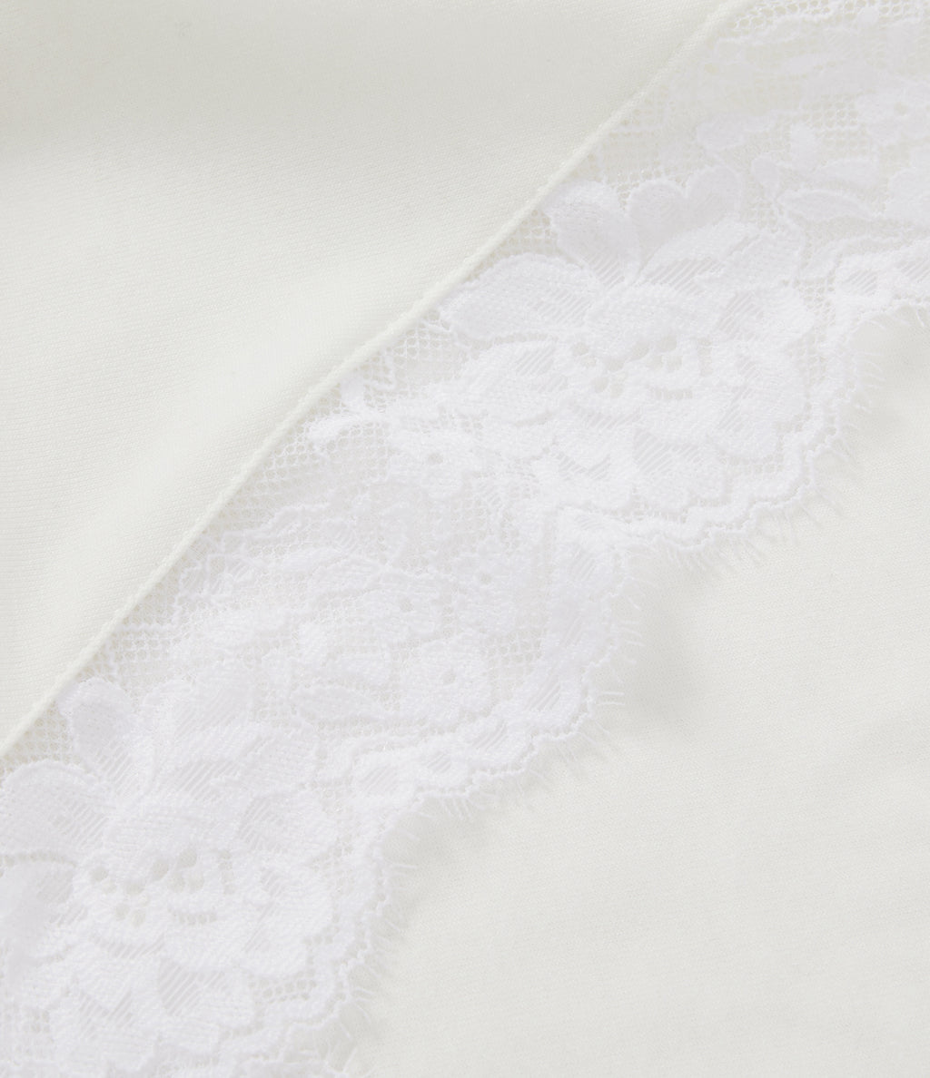 V‑Neck Lace Twisted Long Sleeve Casual Top — White — view 8