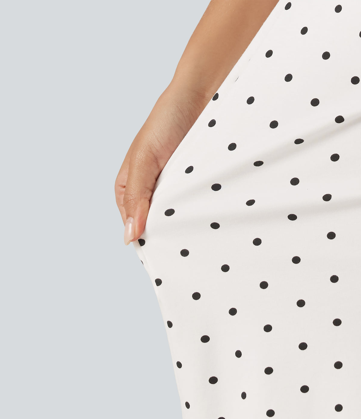 Boat Neck Sleeveless Ruched Polka Dot Casual Mini Dress — Inkstone Frost Speckle — view 5