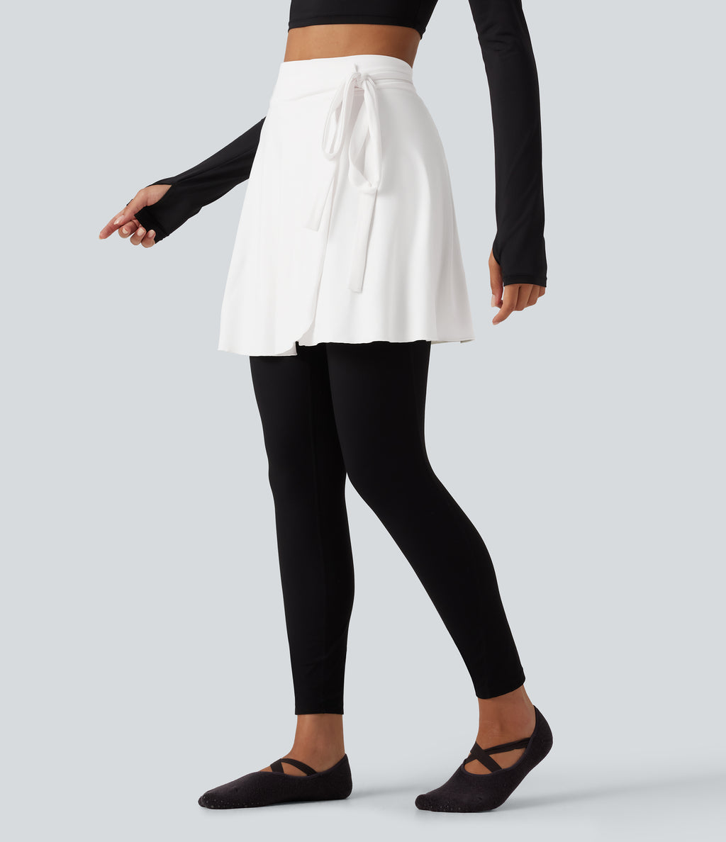 High Waisted A-line Mini Dance Skirts — White — view 3