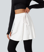 High Waisted A-line Mini Dance Skirts — White — view 5