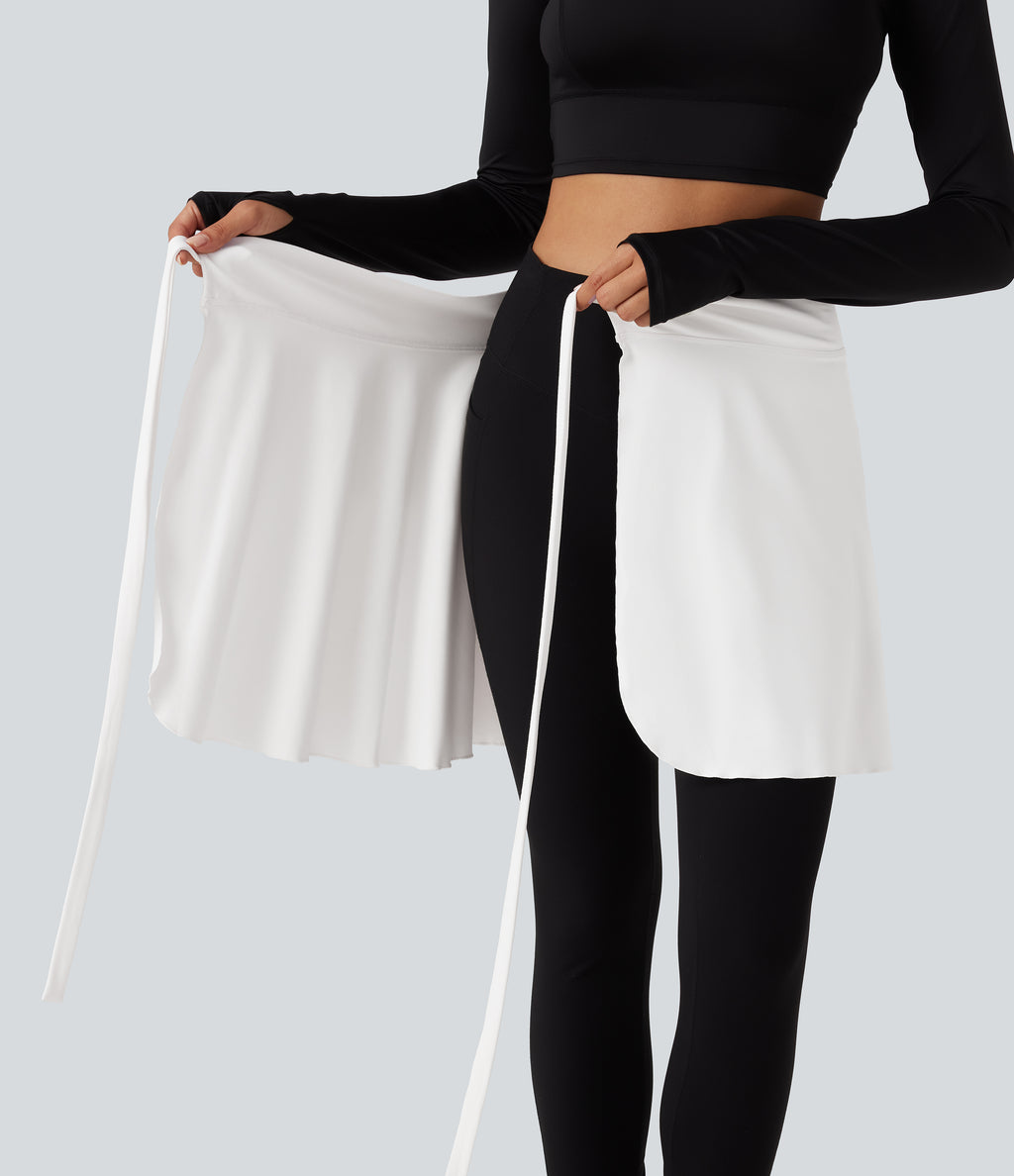 High Waisted A-line Mini Dance Skirts — White — view 6