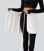 High Waisted A-line Mini Dance Skirts — White — view 6