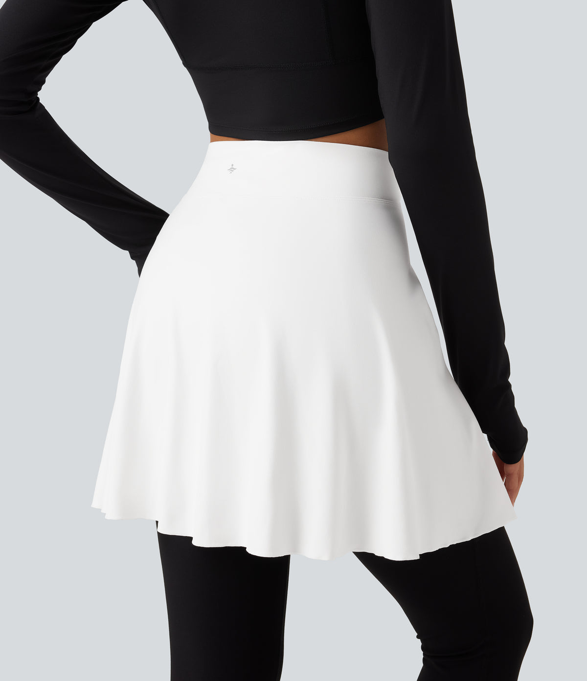 High Waisted A-line Mini Dance Skirts — White — view 4