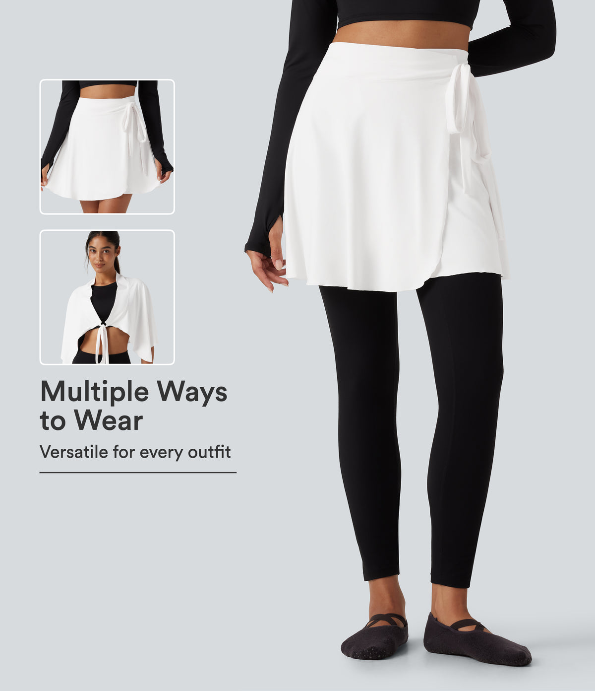 High Waisted A-line Mini Dance Skirts — White — view 1