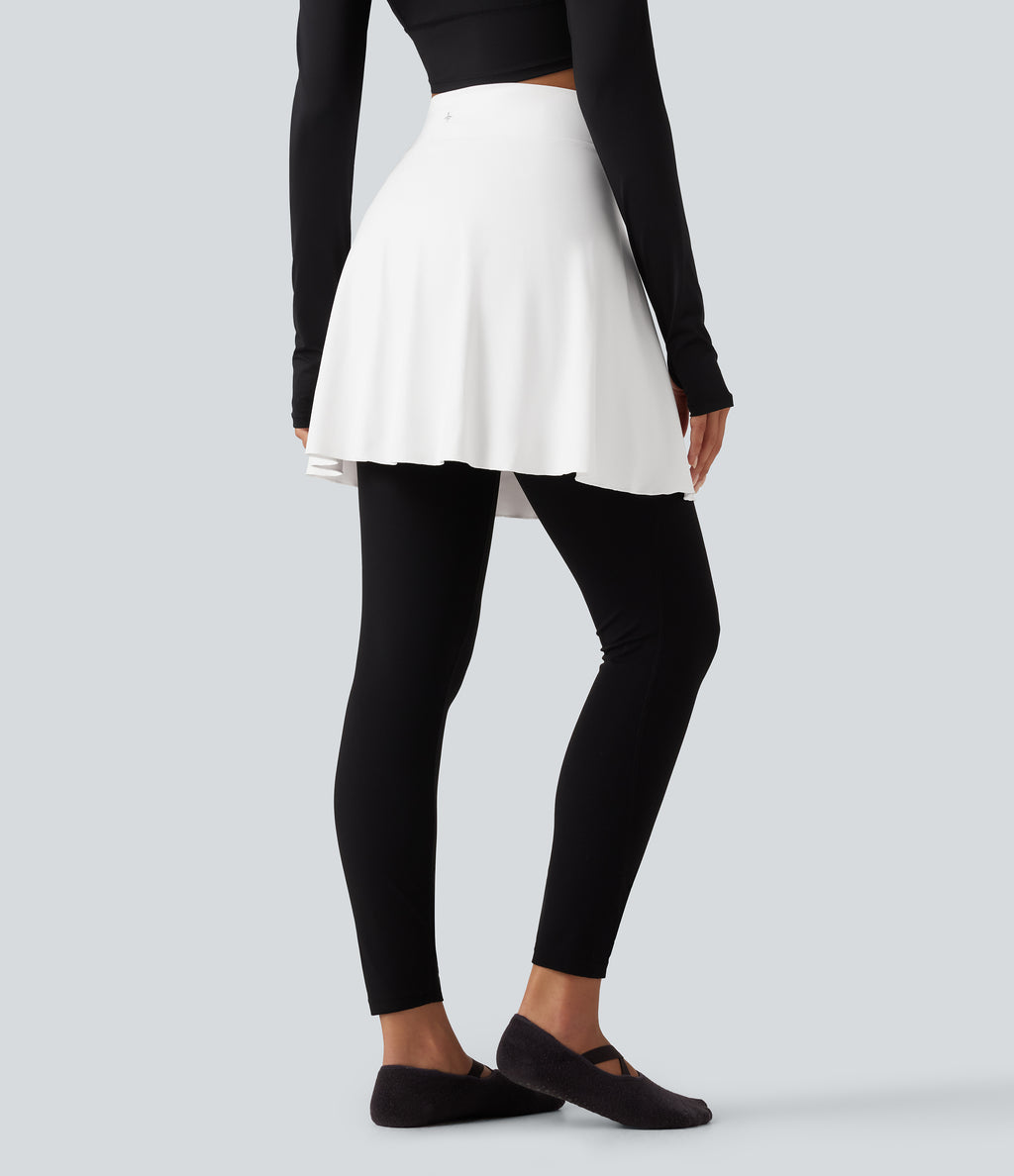High Waisted A-line Mini Dance Skirts — White — view 2