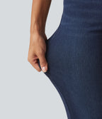 Mid Rise Skinny Casual Jeans with Pockets — Inkling Blue Denim — view 7