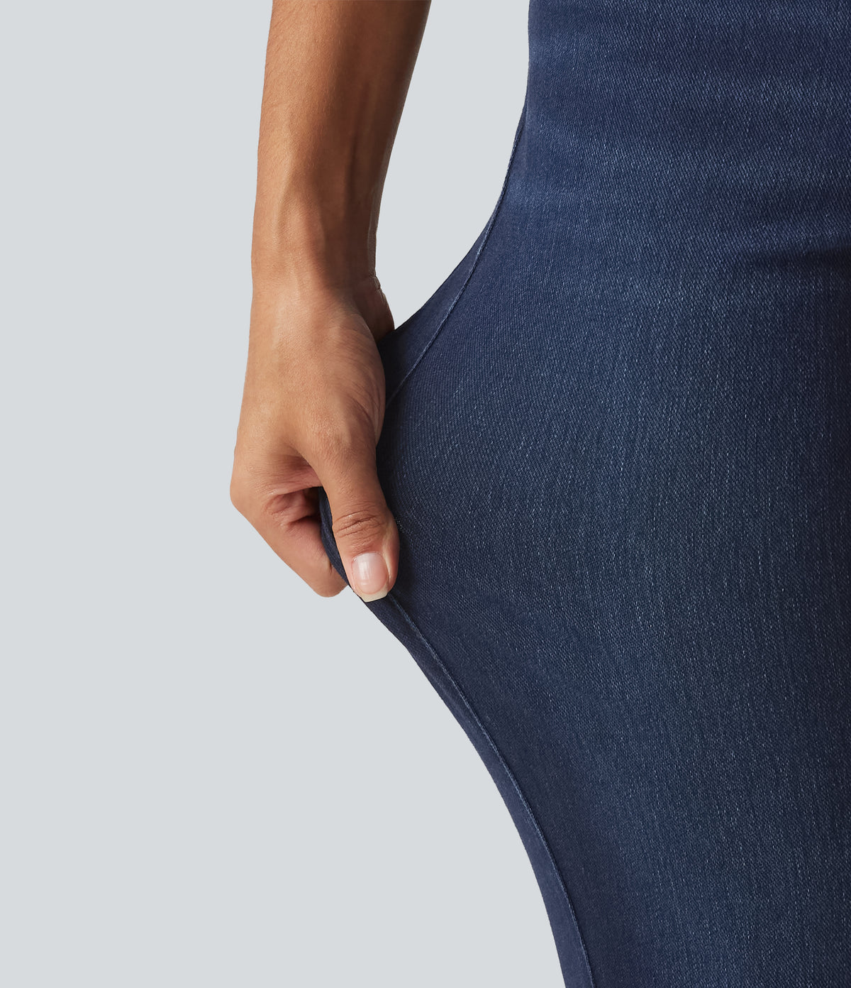 Mid Rise Skinny Casual Jeans with Pockets — Inkling Blue Denim — view 7
