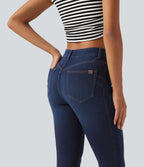 Mid Rise Skinny Casual Jeans with Pockets — Inkling Blue Denim — view 4