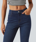 Mid Rise Skinny Casual Jeans with Pockets — Inkling Blue Denim — view 5