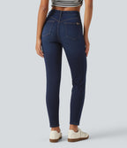Mid Rise Skinny Casual Jeans with Pockets — Inkling Blue Denim — view 2