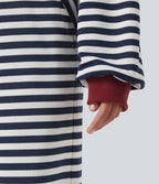 Round Neck Long Sleeve Striped Lounging Sweatshirt — Weekend Coast — view 6