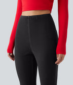 High Waisted Tummy Control Denim Casual Leggings with Pockets — Poppy Seed Denim — view 5
