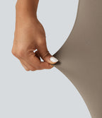 High Waisted Tummy Control Ruched Yoga Leggings with Pockets — Dawn Brown — view 7