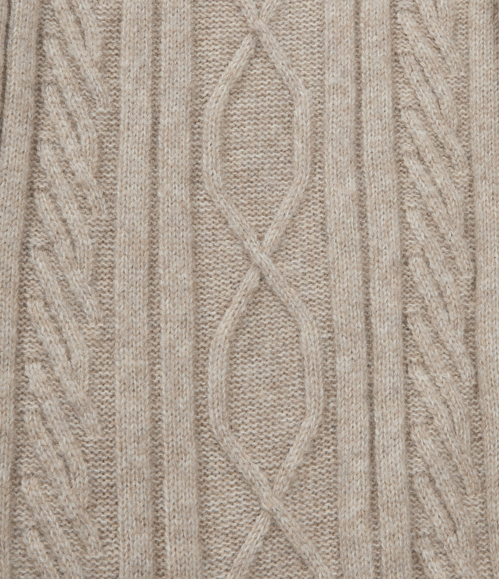 High Waisted Drawstring Cable Knit Lounging Sweater Trousers with Pockets — Oxford Tan — view 7