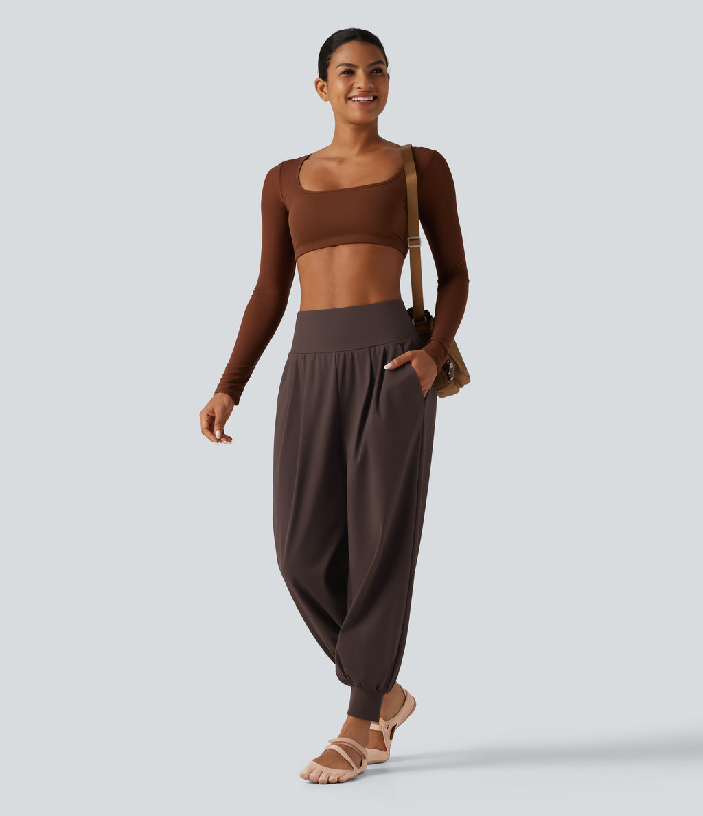 High Waisted Tummy Control Yoga Jogger with Pockets — Java — view 7