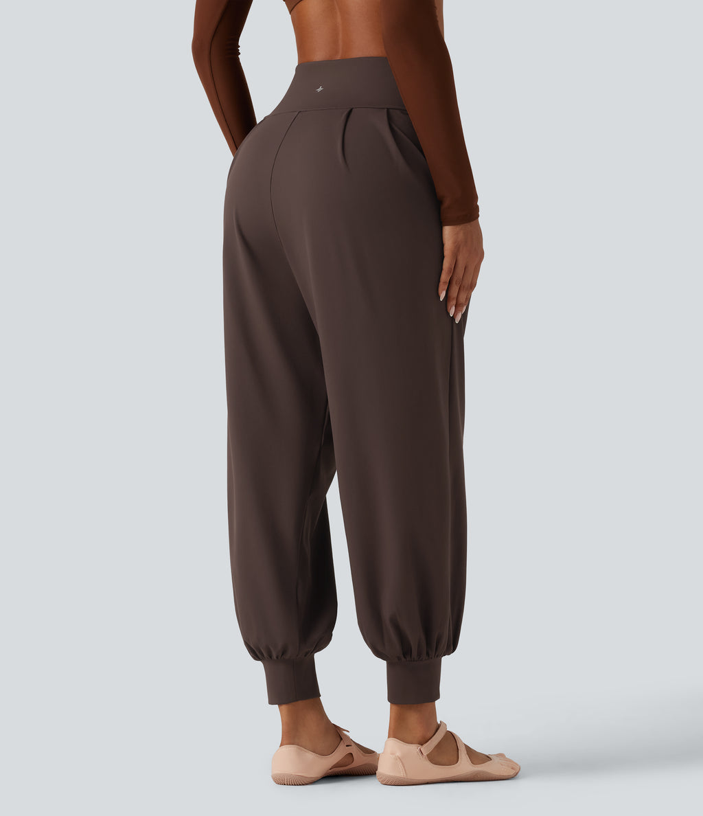 High Waisted Tummy Control Yoga Jogger with Pockets — Java — view 2