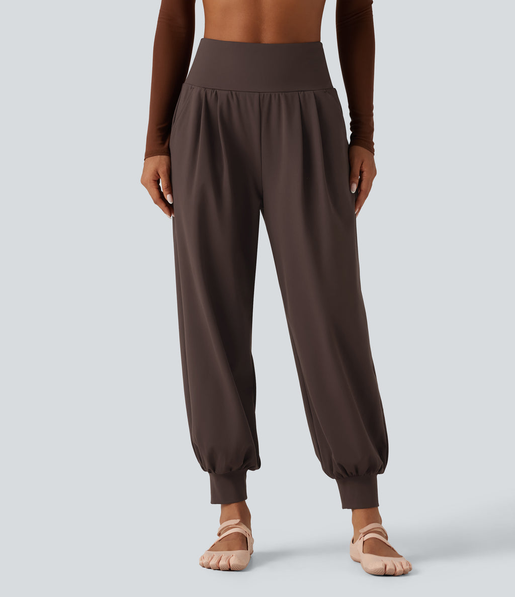 High Waisted Tummy Control Yoga Jogger with Pockets — Java — view 3