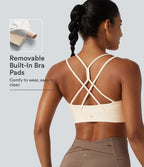 Plush Low Support Built-in Bra Crisscross Yoga Sports Bra — Solitary Star — view 1