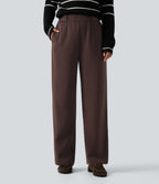 High Waisted Work Tapered Trousers with Pockets — Red Mahogany — view 4