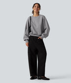 Round Neck Bubble Long Sleeve Casual Sweatshirt — Dark Mottled Grey — view 8