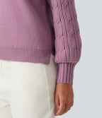 Round Neck Long Sleeve Slit Hem Casual Jumper — Valerian — view 6