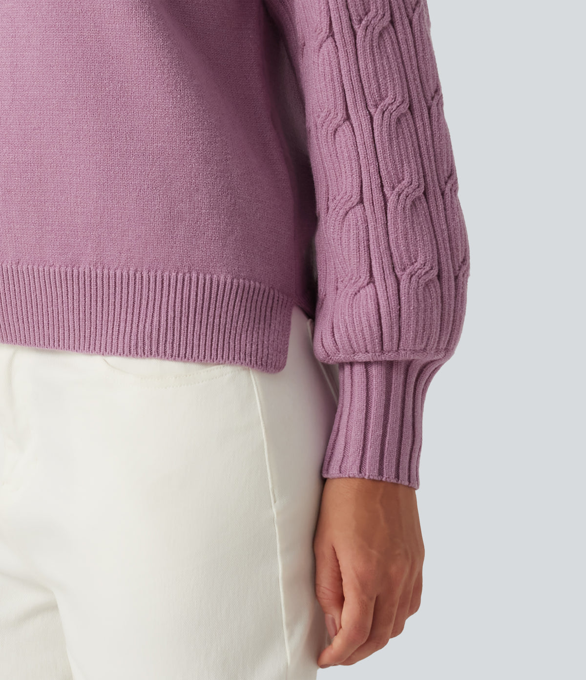 Round Neck Long Sleeve Slit Hem Casual Jumper — Valerian — view 6