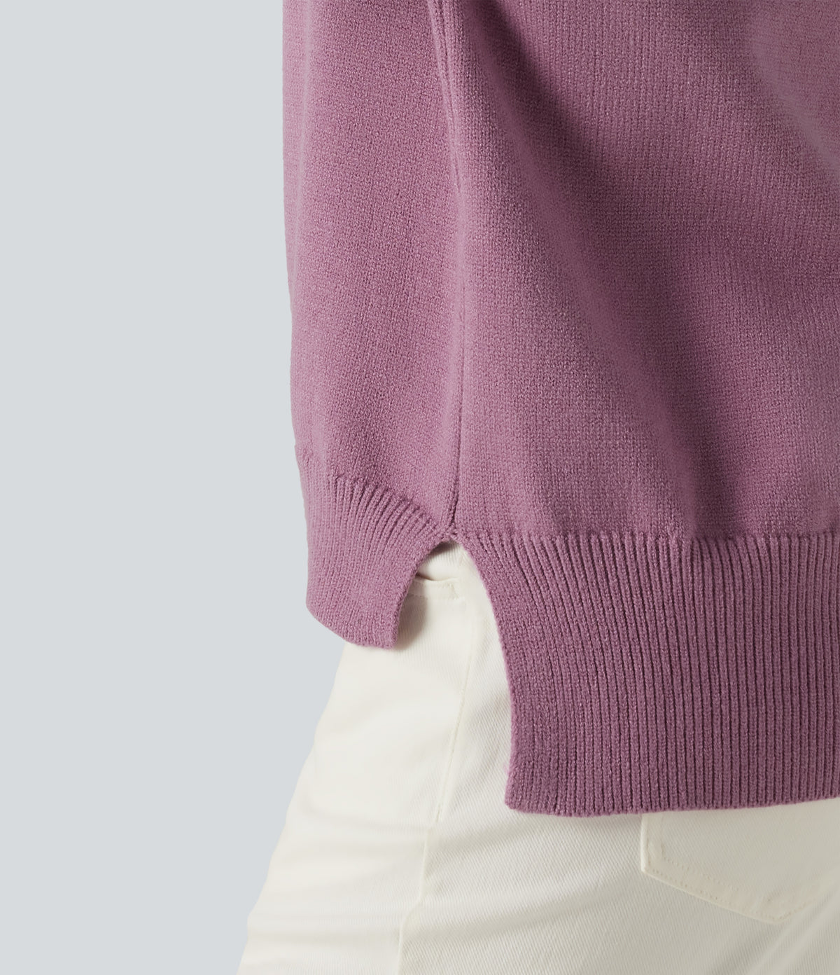 Round Neck Long Sleeve Slit Hem Casual Jumper — Valerian — view 7