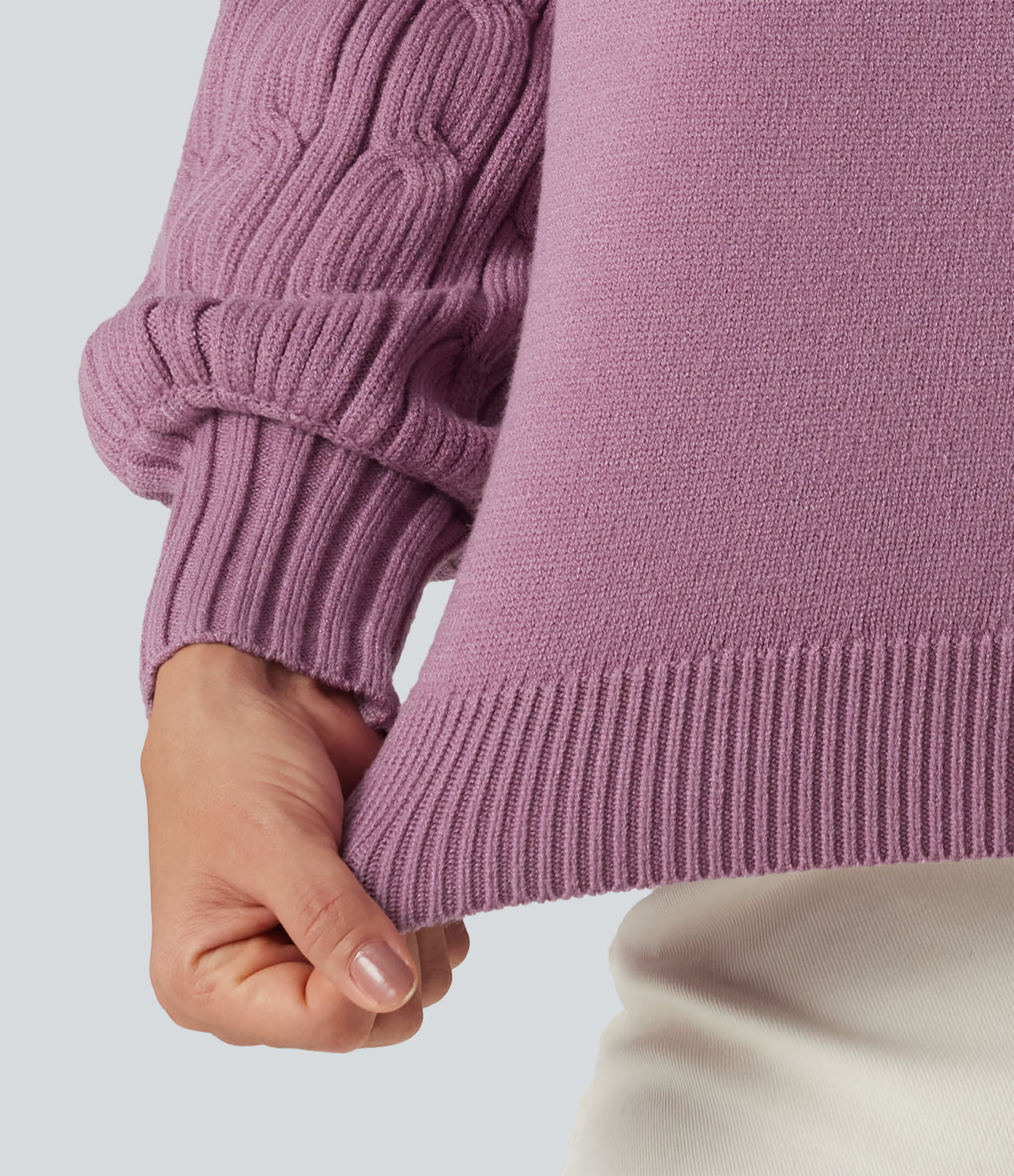 Round Neck Long Sleeve Slit Hem Casual Jumper — Valerian — view 8