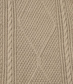 Round Neck Long Sleeve Cable Knit Mini Casual Jumper Dress — Wheat Beige — view 7