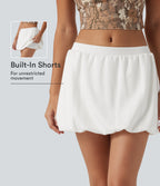 Low Rise 2-in-1 A Line Mini Casual Skirt with Pockets — White — view 1