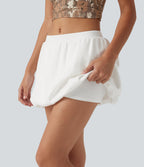 Low Rise 2-in-1 A Line Mini Casual Skirt with Pockets — White — view 5