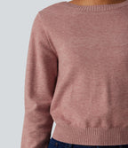 Round Neck Long Sleeve Twisted Casual Jumper — Mottled Begonia — view 6