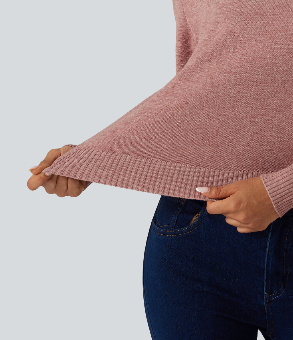 Round Neck Long Sleeve Twisted Casual Jumper — Mottled Begonia — view 7