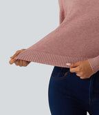 Round Neck Long Sleeve Twisted Casual Jumper — Mottled Begonia — view 7