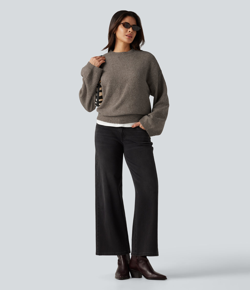Stand Collar Long Sleeve Work Jumper — Iron — view 7