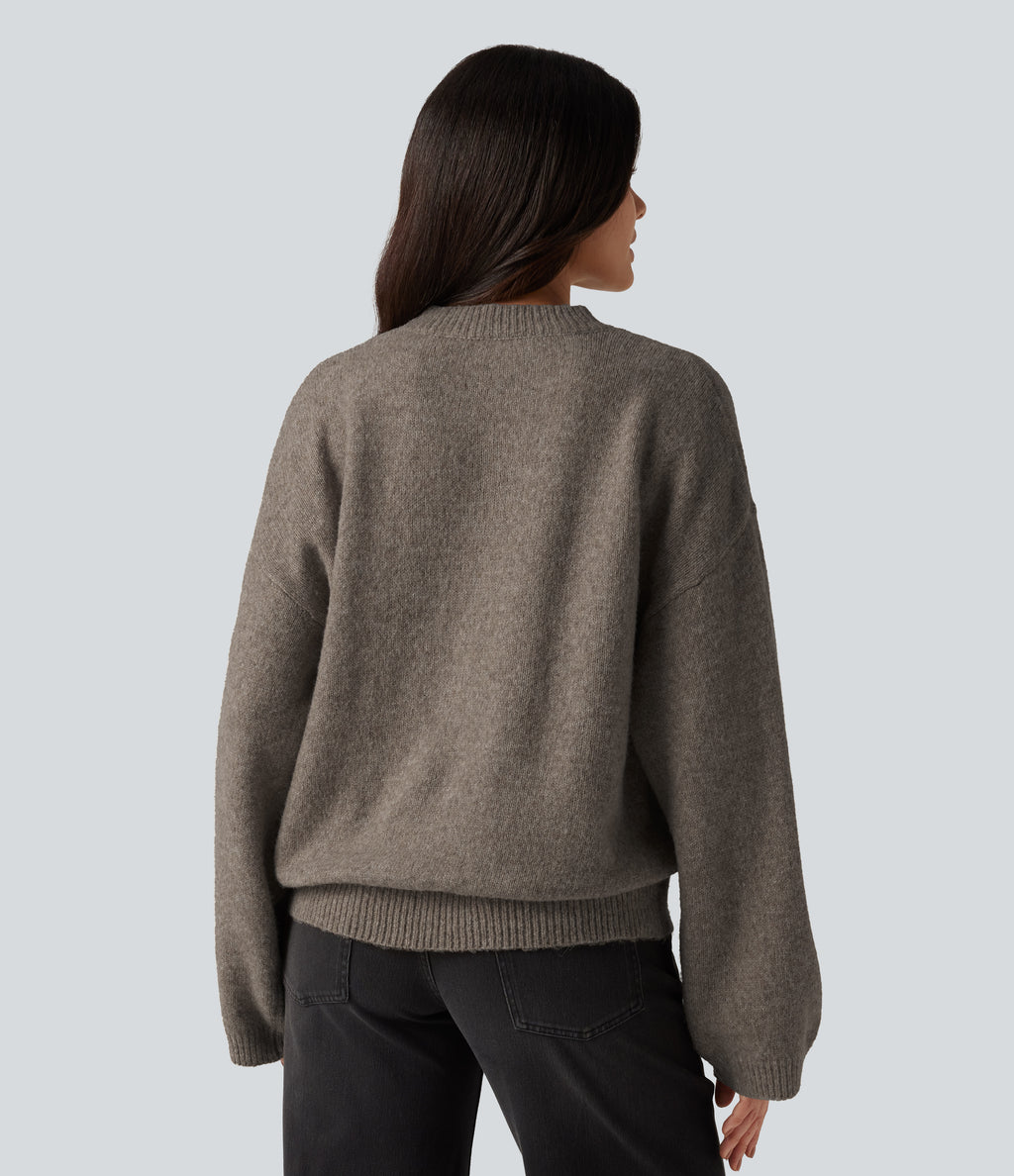 Stand Collar Long Sleeve Work Jumper — Iron — view 2
