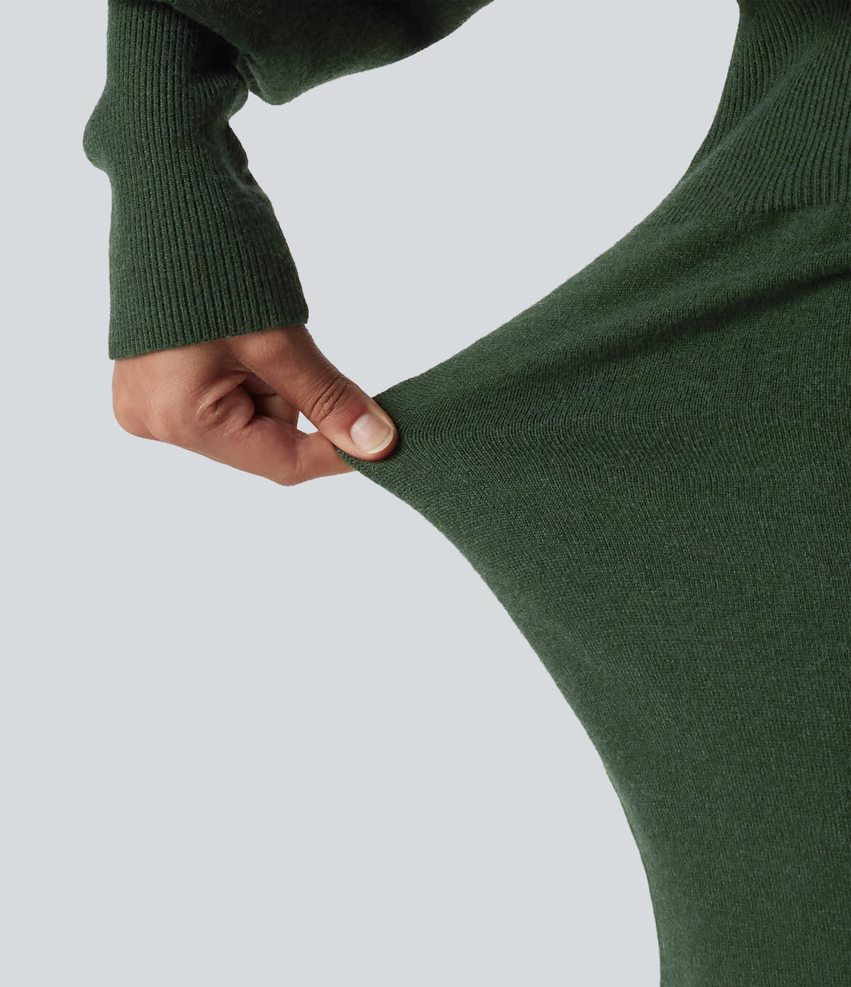 Boat Neck Puff Long Sleeve Work Jumper Dress — Mountain View — view 6