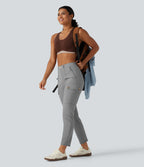 High Waisted Solid InstantCool Skinny Hiking Cargo Trousers with Pockets — Gray Flannel — view 8