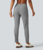 High Waisted Solid InstantCool Skinny Hiking Cargo Trousers with Pockets — Gray Flannel — view 2